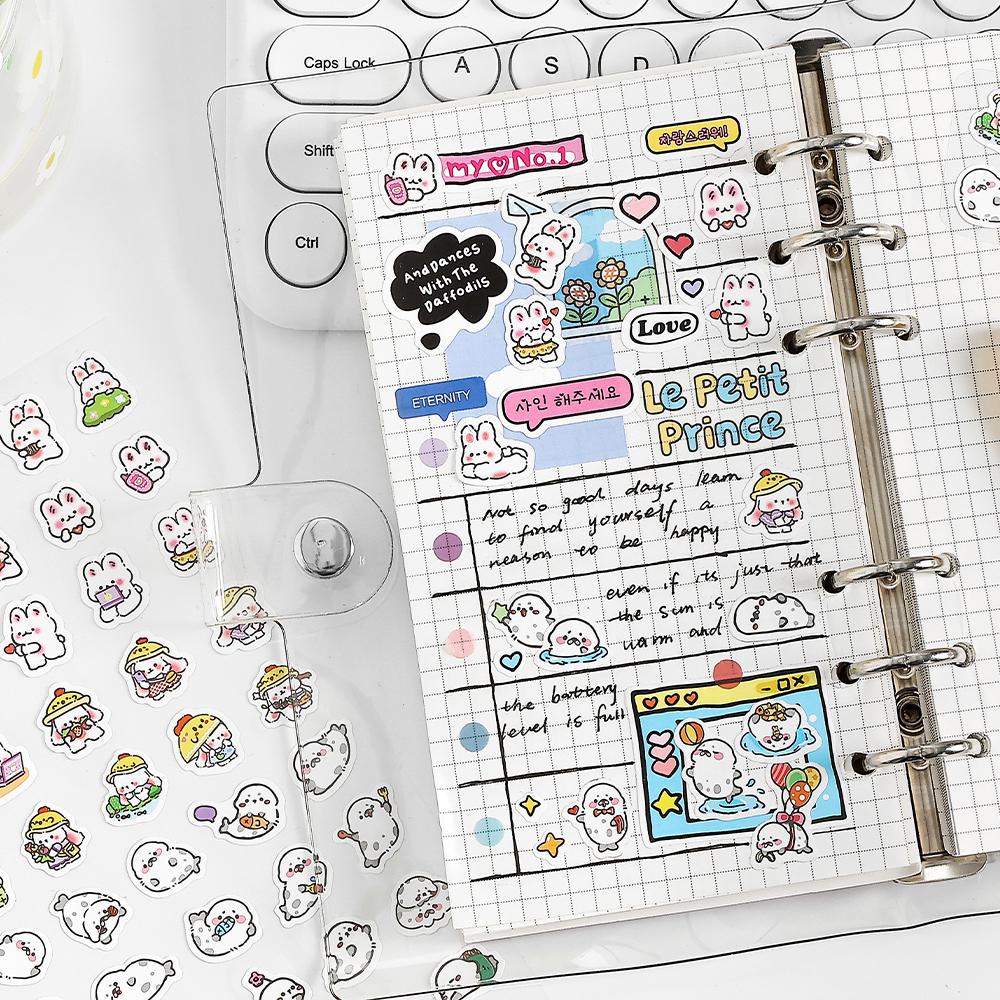 Mini Cat Dog Panda Rabbit Sticker | Cute Animal Stickers | Kawaii Animal Planner Stickers Junk Journal Scrapbooking Supplies
