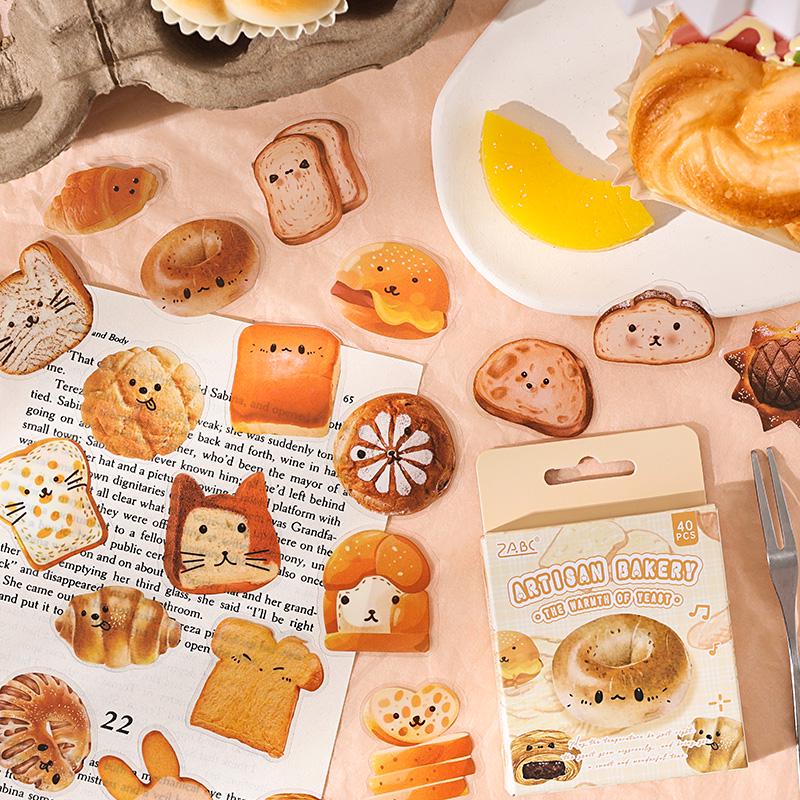 Cute Bread PET Sticker Pack | Bread Toast Bagel Stickers | Planner Sticker Set | Junk Journal | Die Cut Deco Stickers