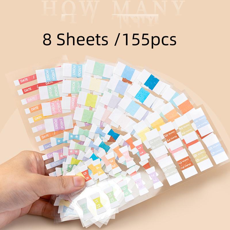 155pcs Colorful Index Stickers | Planner Sticker Pack | Index Sticker | Page Flags | Page Markers | Sticky Tabs | Planner Accessory Supplies
