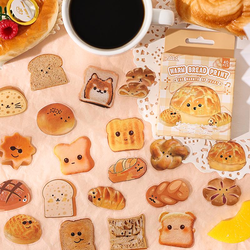 Cute Bread PET Sticker Pack | Bread Toast Bagel Stickers | Planner Sticker Set | Junk Journal | Die Cut Deco Stickers
