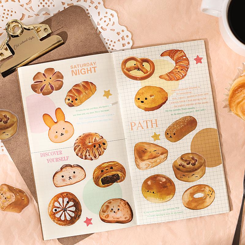 Cute Bread PET Sticker Pack | Bread Toast Bagel Stickers | Planner Sticker Set | Junk Journal | Die Cut Deco Stickers