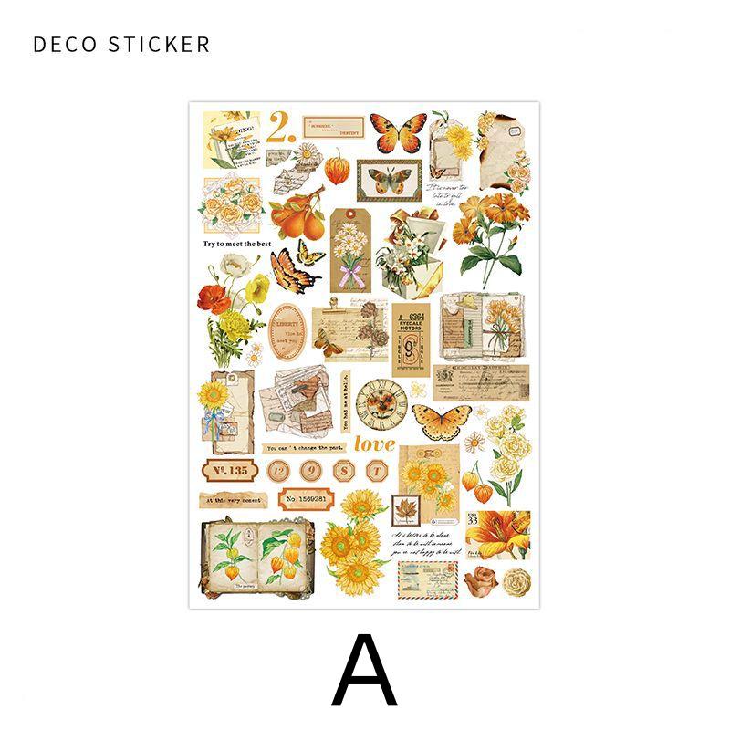 Retro Flower Butterfly Stickers | Planner Sticker Set|Junk Journal Bullet Journal Deco Stickers | Scrapbooking Collage Craft Supplies