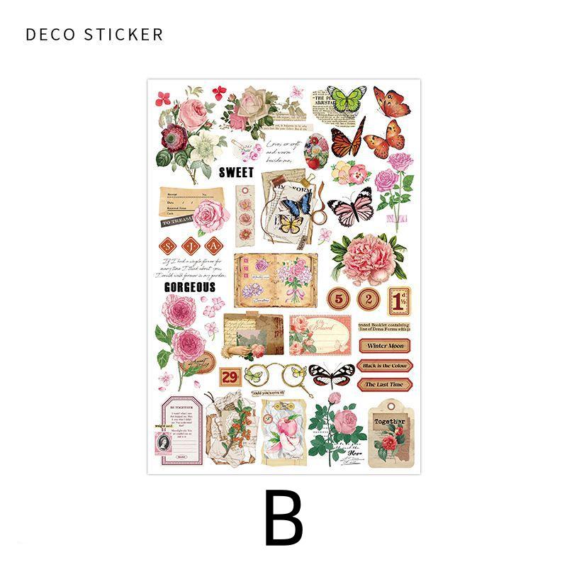 Retro Flower Butterfly Stickers | Planner Sticker Set|Junk Journal Bullet Journal Deco Stickers | Scrapbooking Collage Craft Supplies
