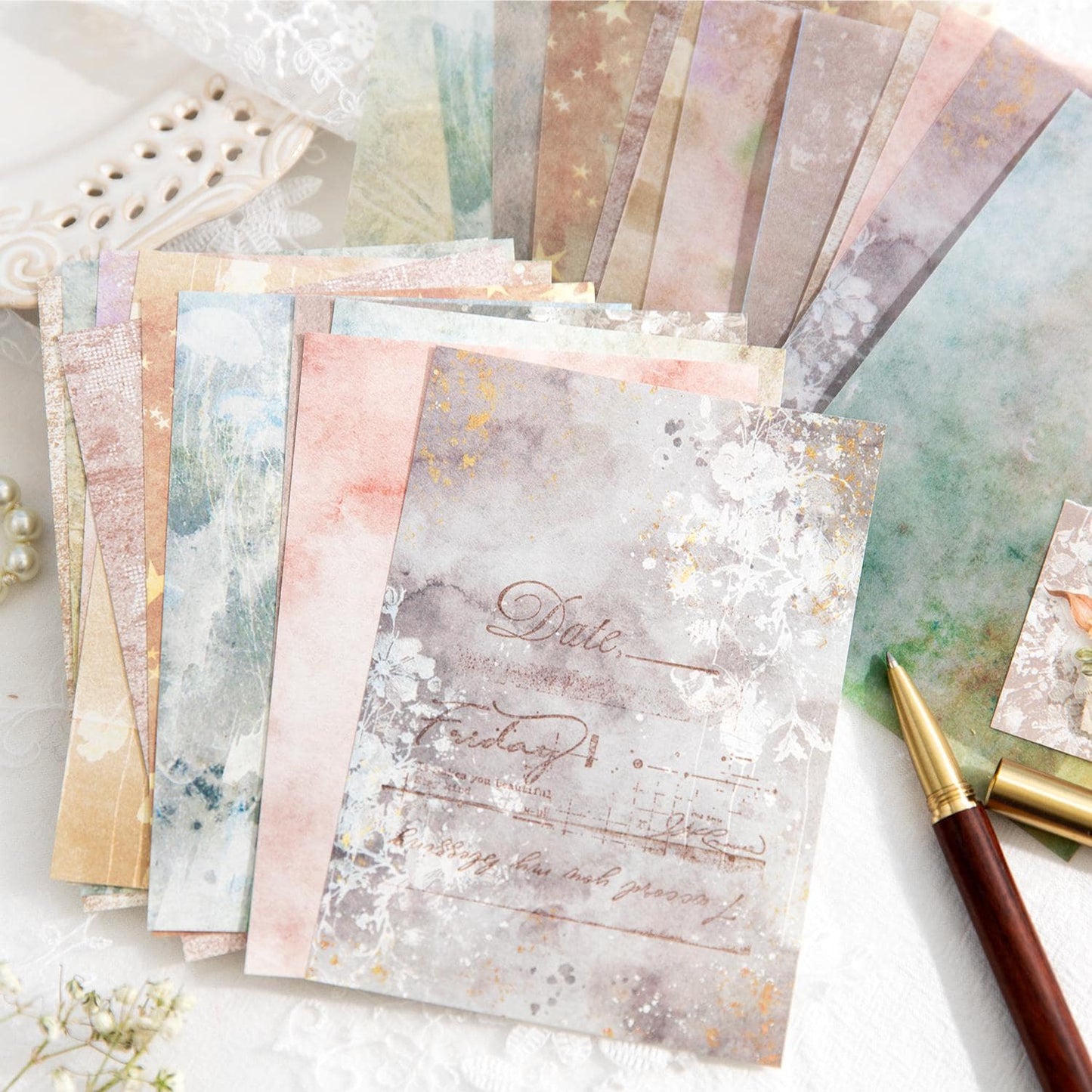 Dual-Texture Paper Set | 24 Sheets Mixed Media Craft Paper | Vibrant Material Background Paper | Junk Journals Scrapbooking Collage Paper