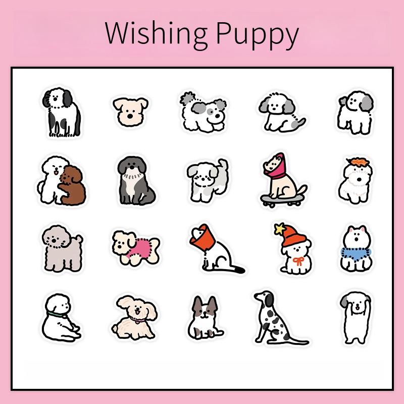 40pcs Cute Puppy Kitten Sticker | Cute Handdrawn Cat Stickers | Kawaii Animal Planner Stickers Junk Journal Scrapbooking Supplies