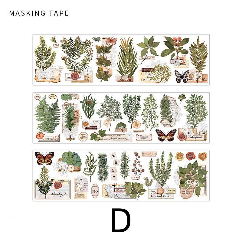 Vintage Nature-themed Washi Sticker Sheet | Retro Flower Plant and Butterfly Design for Scrapbooking and Journaling | Planner Deco Stickers