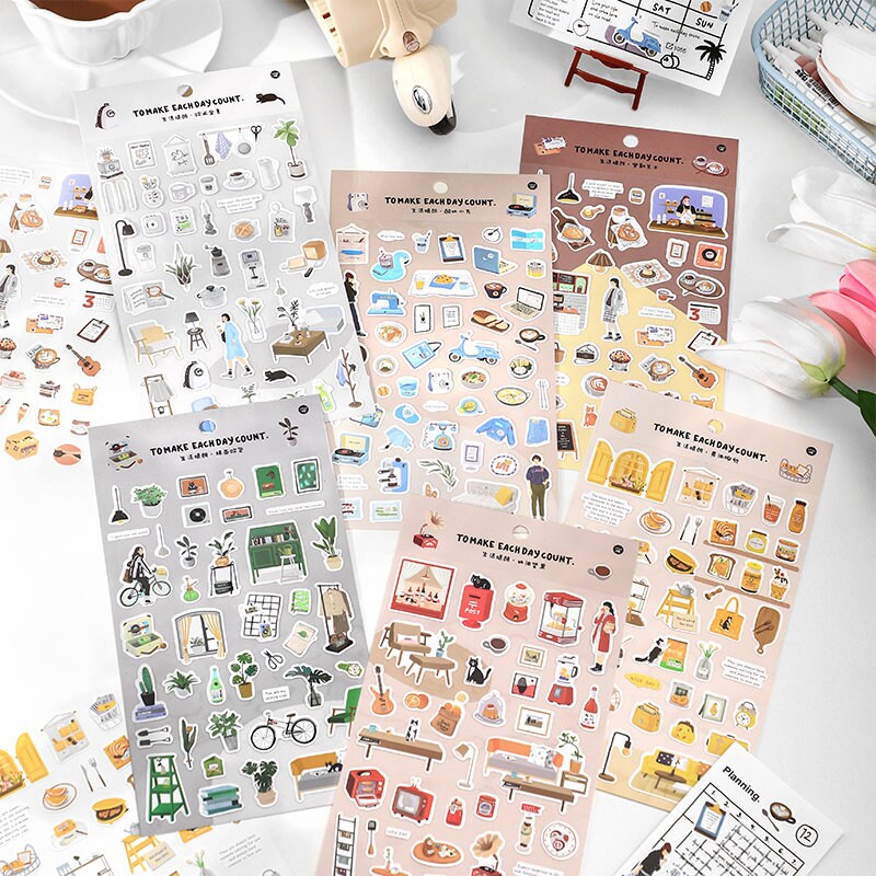 Objects of Daily Life Stickers / Stickers / Planner Sticker Set / Junk Journal / Die Cut Stickers