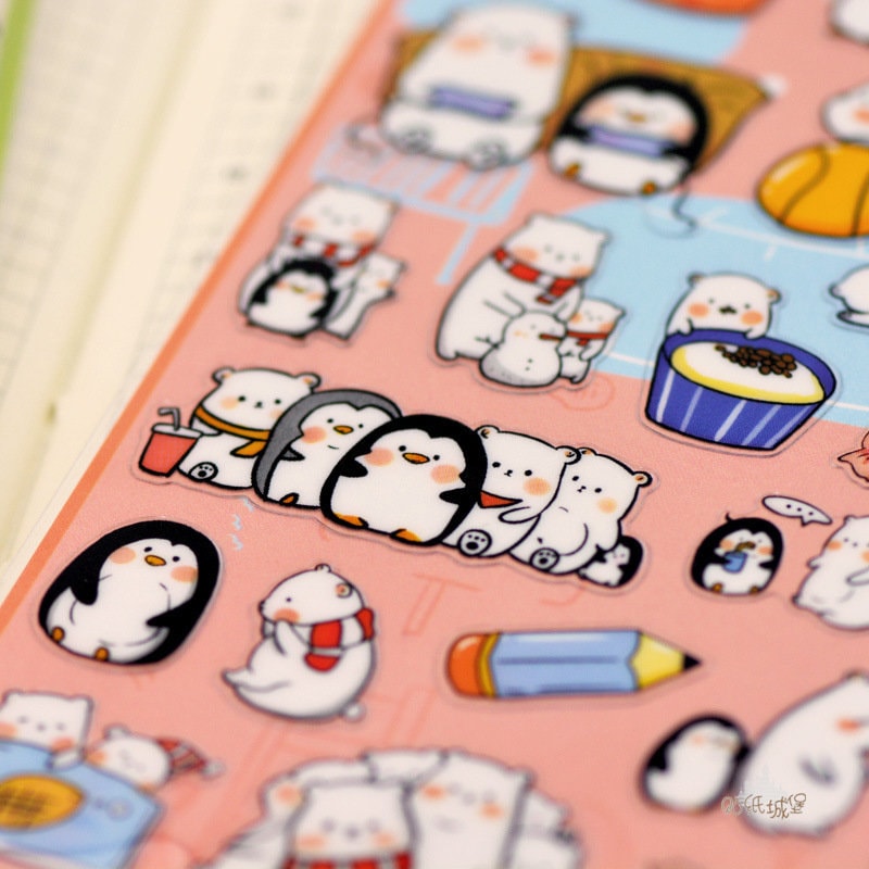 Nekoni Korean Cute Cat Dog Panda Seal Penguin Chipmunk Stickers | Kawaii Animal Planner Stickers Junk Journal Scrapbooking Collage Supplies