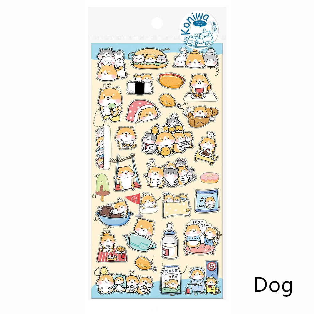 Nekoni Korean Cute Cat Dog Panda Seal Penguin Chipmunk Stickers | Kawaii Animal Planner Stickers Junk Journal Scrapbooking Collage Supplies