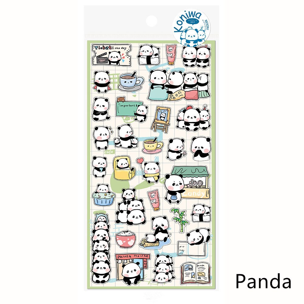 Nekoni Korean Cute Cat Dog Panda Seal Penguin Chipmunk Stickers | Kawaii Animal Planner Stickers Junk Journal Scrapbooking Collage Supplies