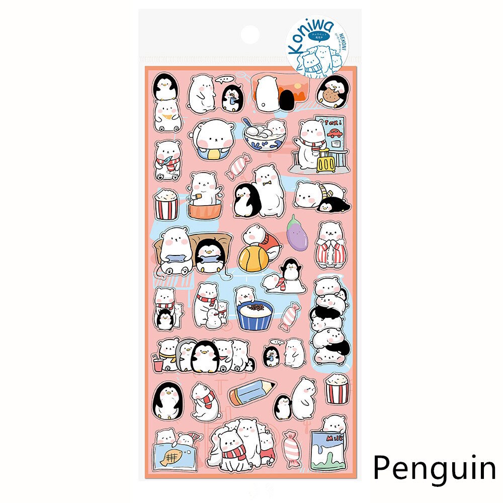 Nekoni Korean Cute Cat Dog Panda Seal Penguin Chipmunk Stickers | Kawaii Animal Planner Stickers Junk Journal Scrapbooking Collage Supplies