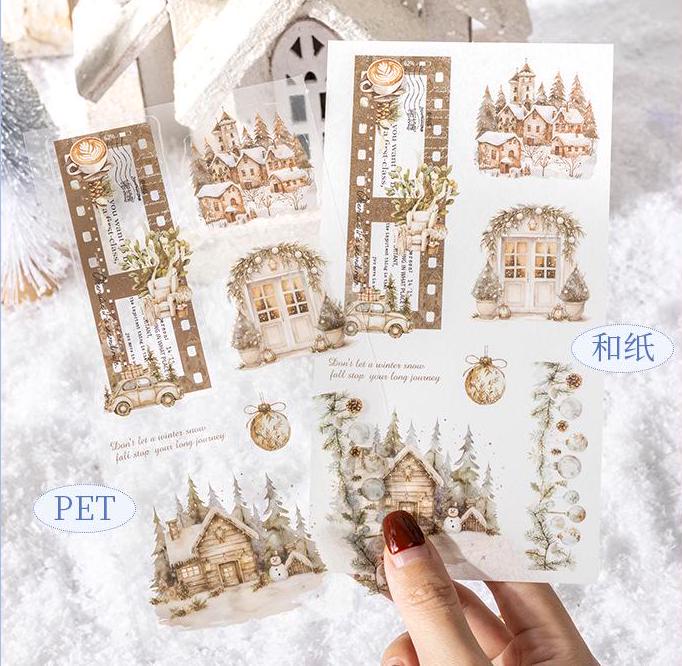 18 Sheets Cozy Winter Snow Sticker Book | Christmas Sticker Book | Planner Stickers for Junk Journal Scrapbooking Projects