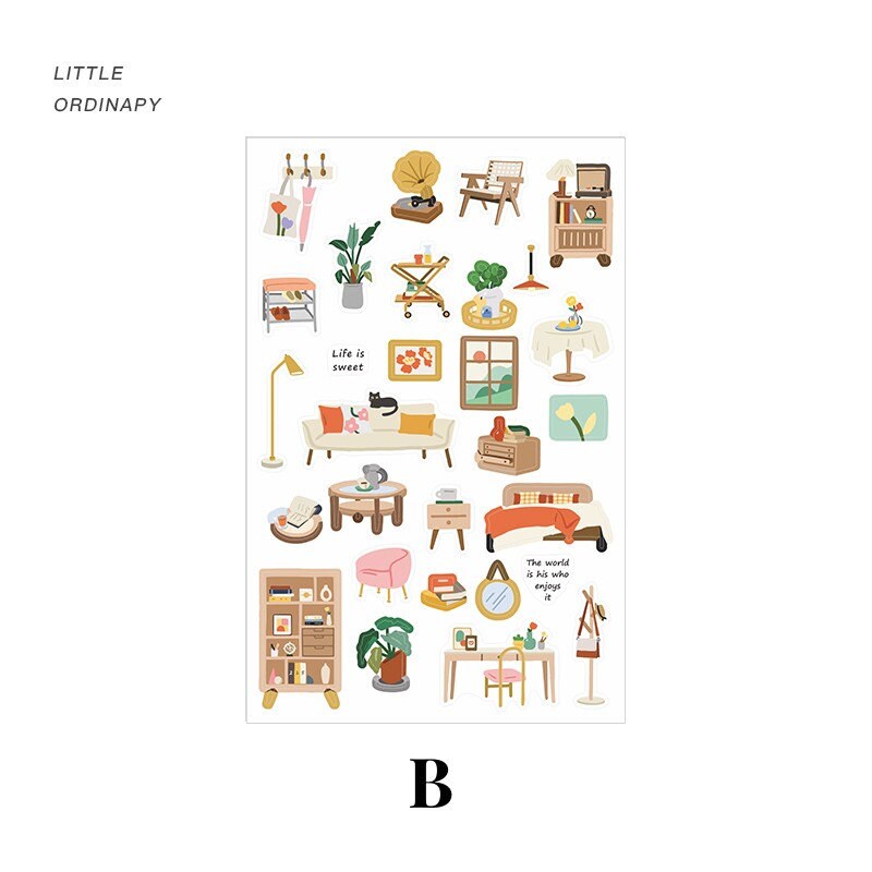 Daily Life Sticker Sheets | Planner Stickers | Junk Journal | Die Cut Stickers