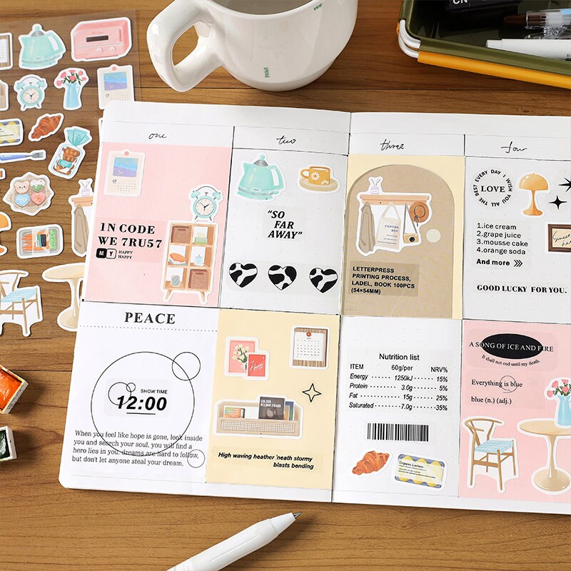 Daily Life Stickers / Stickers / Planner Sticker Set / Junk Journal / Die Cut Stickers