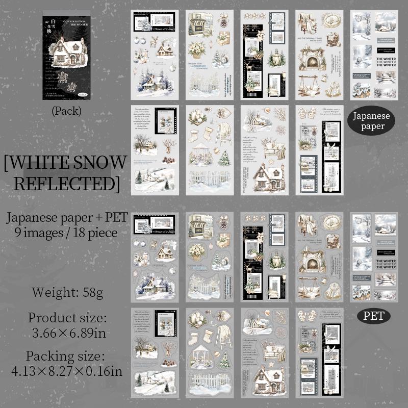 18 Sheets Cozy Winter Snow Sticker Book | Christmas Sticker Book | Planner Stickers for Junk Journal Scrapbooking Projects