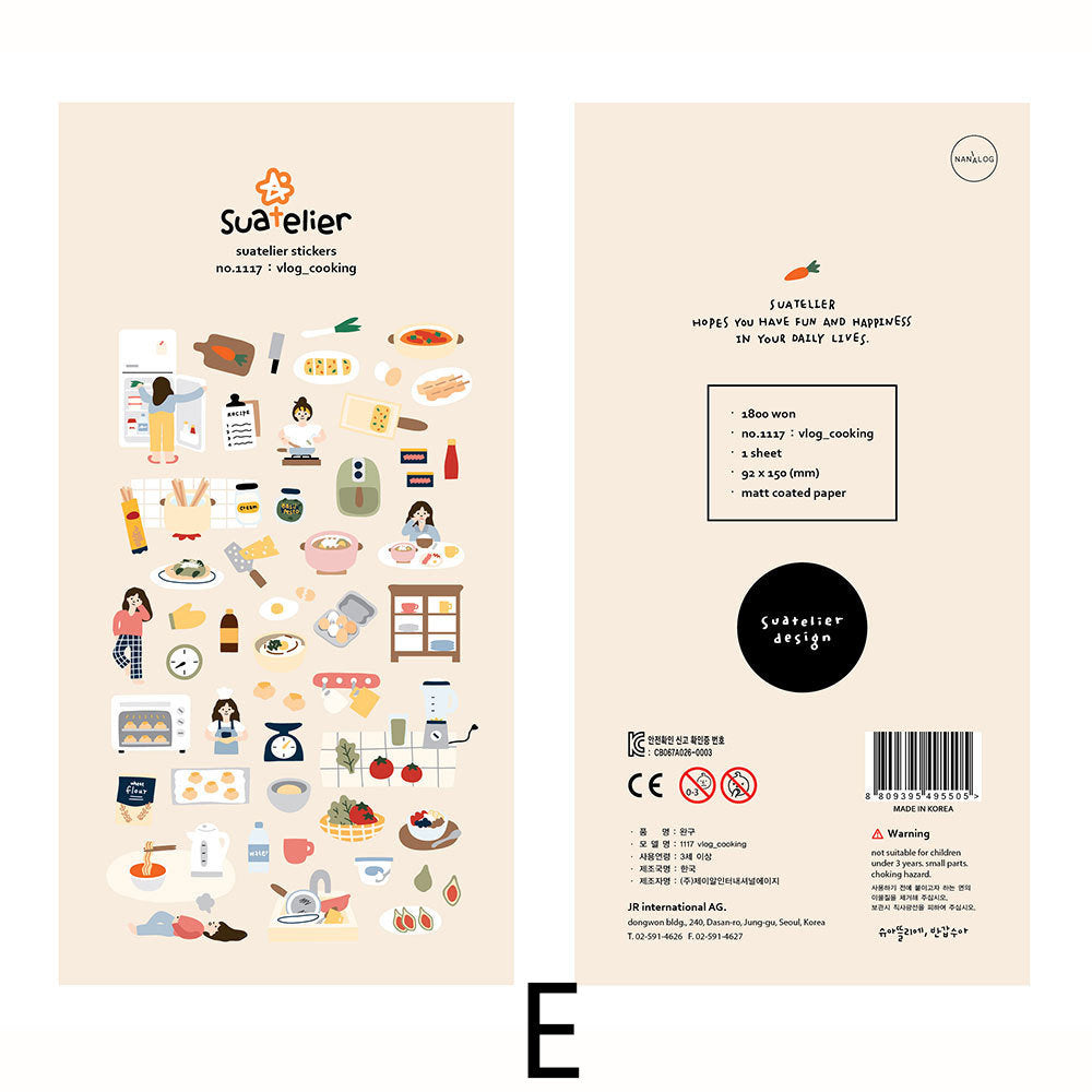 Suatelier Korean Cute Food Stickers | Kawaii Food Coffee Bread Planner Decorative Stickers | Bujo Junk Journal Collage Scrapbooking Supplies