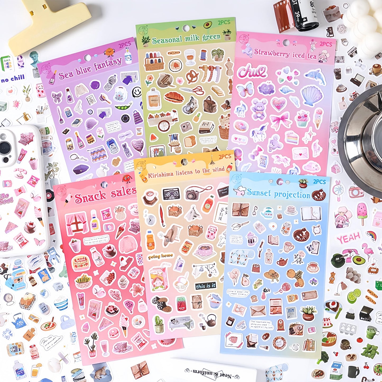 Weekend Grocery | Cute Daily Life Aesthetics Stickers | Kawaii Planner Decorative Stickers | Food Fashion | Journal Scrapbooking Supplies