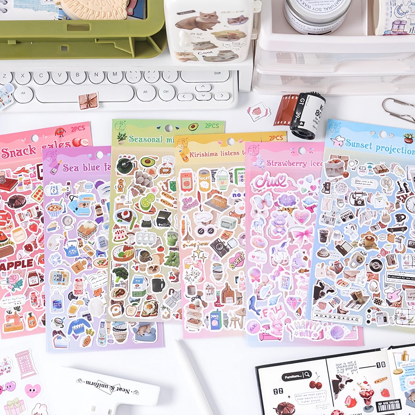 Weekend Grocery | Cute Daily Life Aesthetics Stickers | Kawaii Planner Decorative Stickers | Food Fashion | Journal Scrapbooking Supplies
