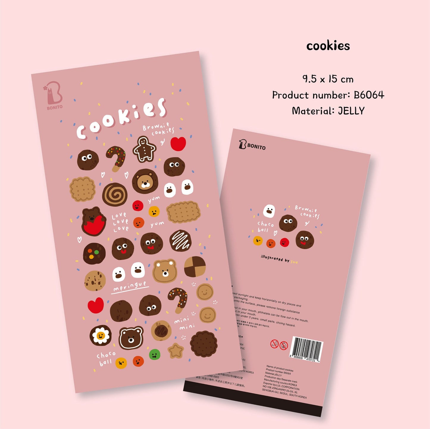 BONITO Korean Cute Happy Day Cookies Bear Stickers | Kawaii Planner Decorative Stickers | Bujo Junk Journal Collage Scrapbooking Supplies