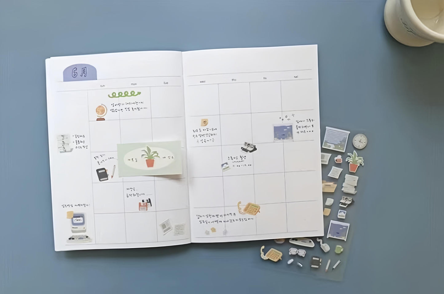 Suatelier Korean Retro Office Stationery Stickers | Kawaii Cute Planner Decorative Stickers | Bujo Junk Journal Scrapbooking Supplies
