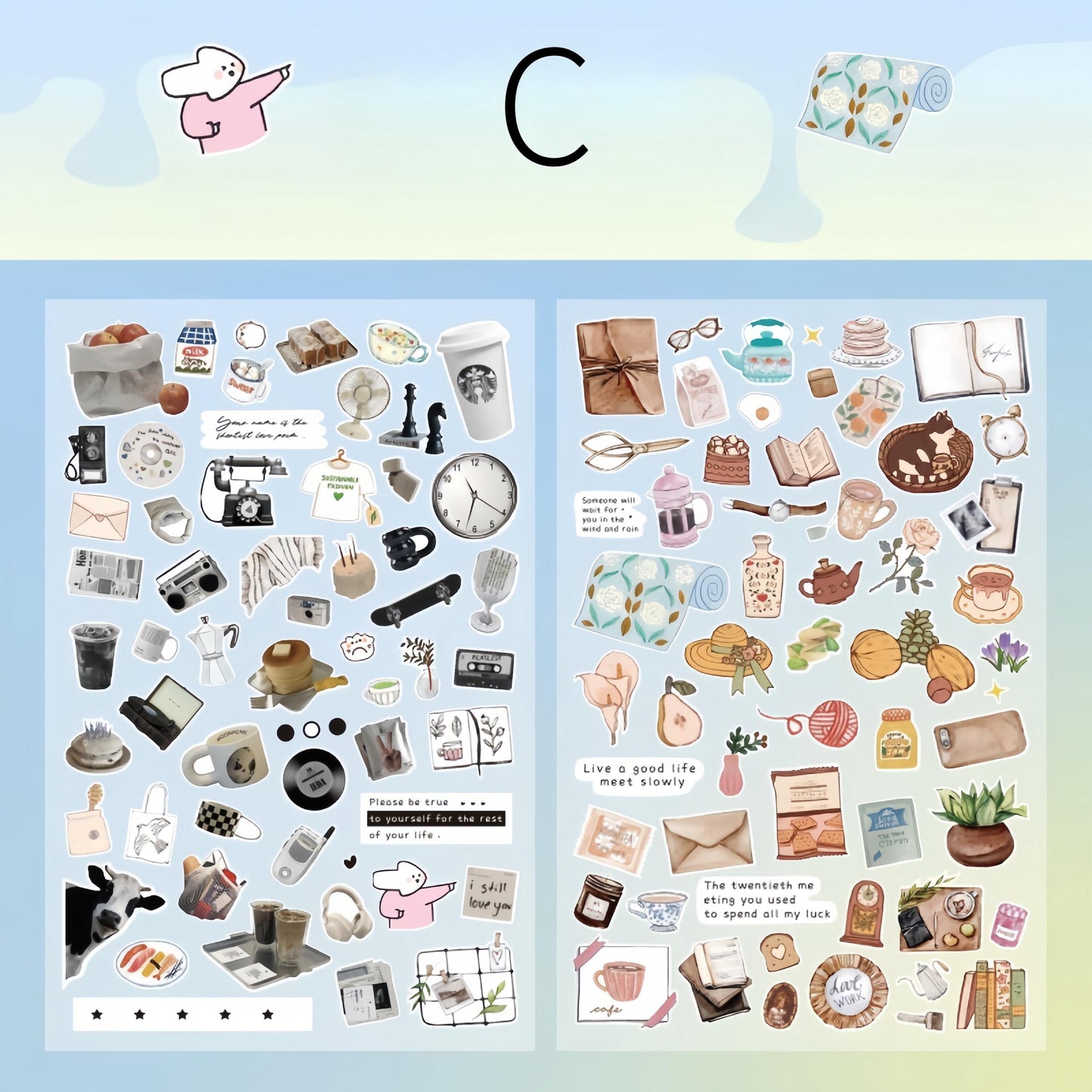 Weekend Grocery | Cute Daily Life Aesthetics Stickers | Kawaii Planner Decorative Stickers | Food Fashion | Journal Scrapbooking Supplies