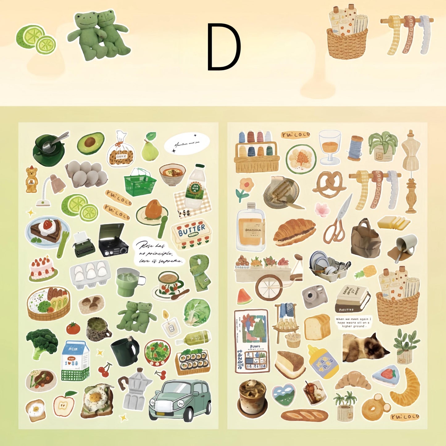 Weekend Grocery | Cute Daily Life Aesthetics Stickers | Kawaii Planner Decorative Stickers | Food Fashion | Journal Scrapbooking Supplies