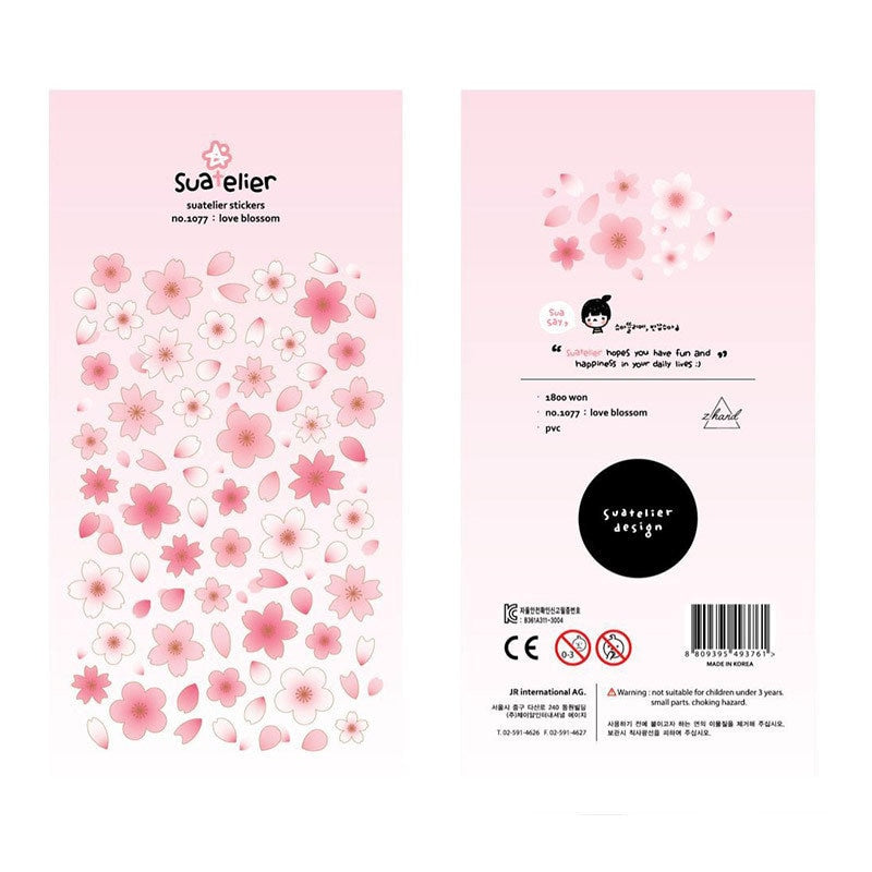 Suatelier Korean Sakura Flower Stickers | Planner Decorative Stickers | Bujo Junk Journal Collage Scrapbooking Supplies