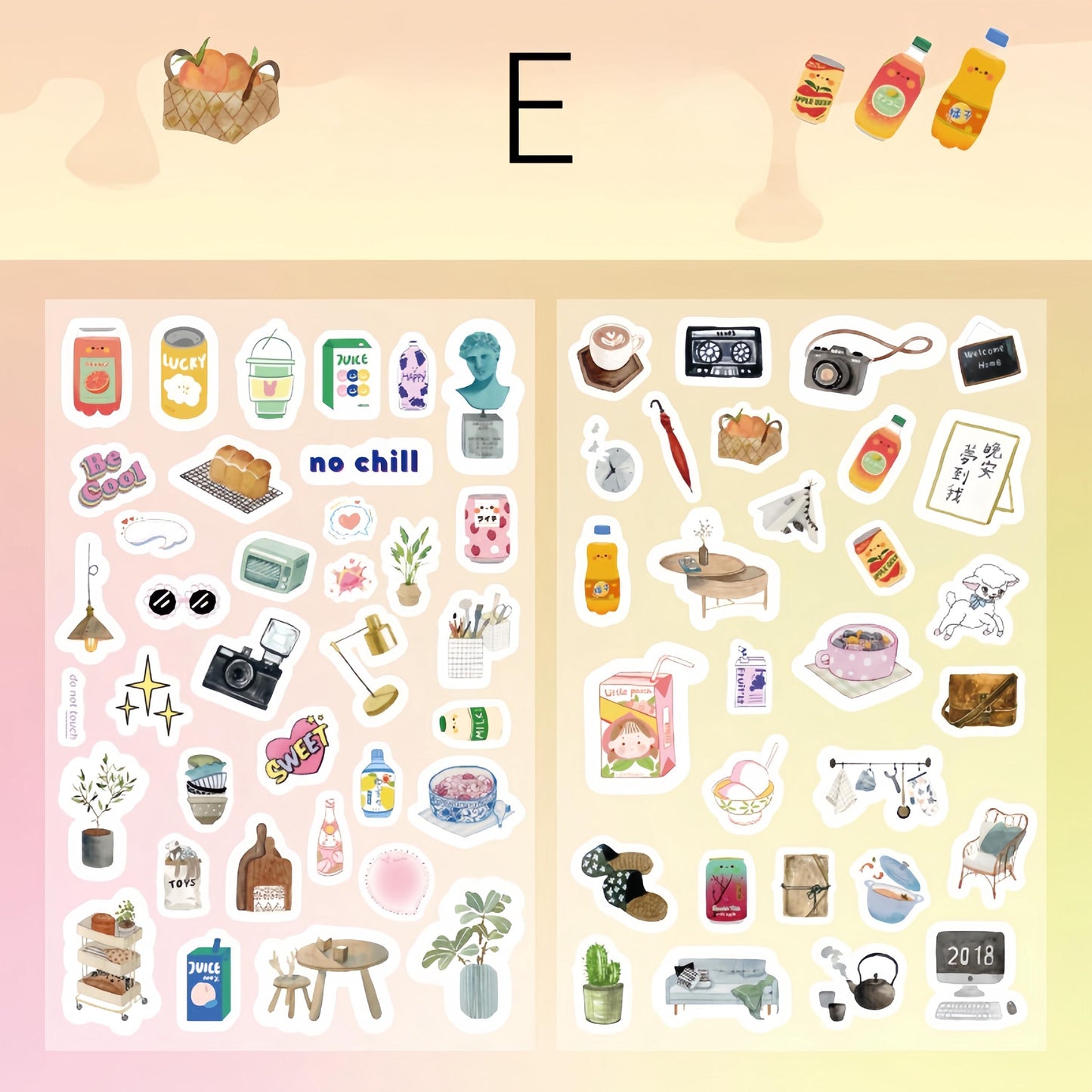 Weekend Grocery | Cute Daily Life Aesthetics Stickers | Kawaii Planner Decorative Stickers | Food Fashion | Journal Scrapbooking Supplies