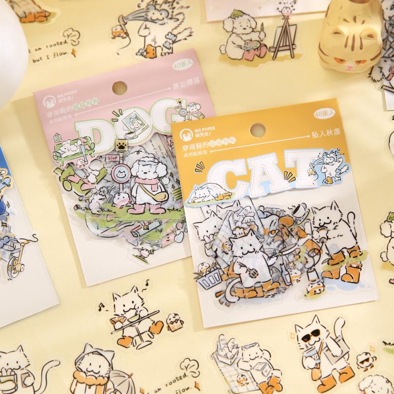 Kawaii Cats and Dogs Stickers | Cute Handdrawn Puppy Kitten Stickers | Planner Stickers Junk Journal Scrapbooking Supplies Kids Craft