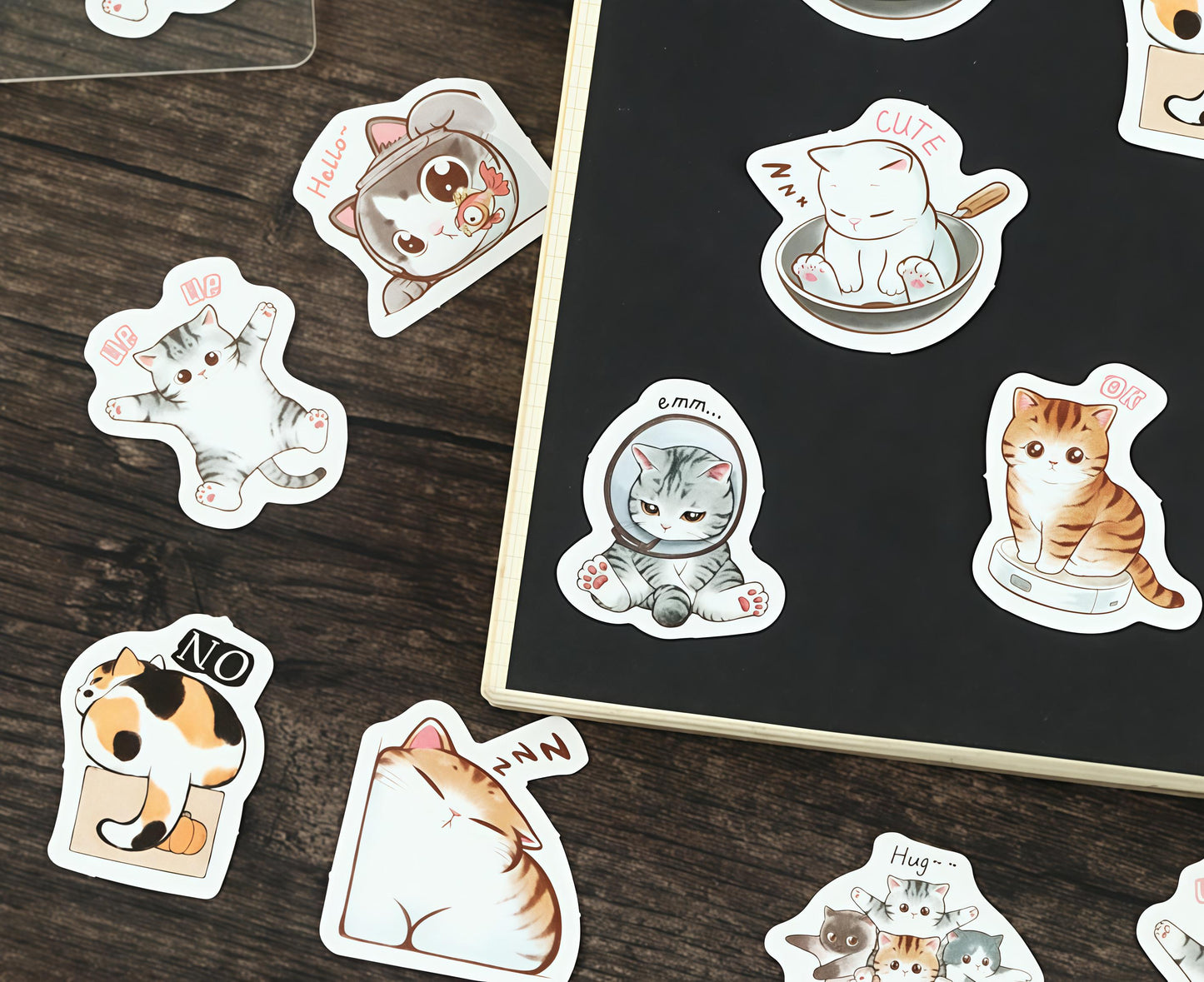 45pcs Cute Cat Sticker Pack | Junk Journal Stickers | Planner Sticker Set | Scrapbooking Kids Craft Supplies