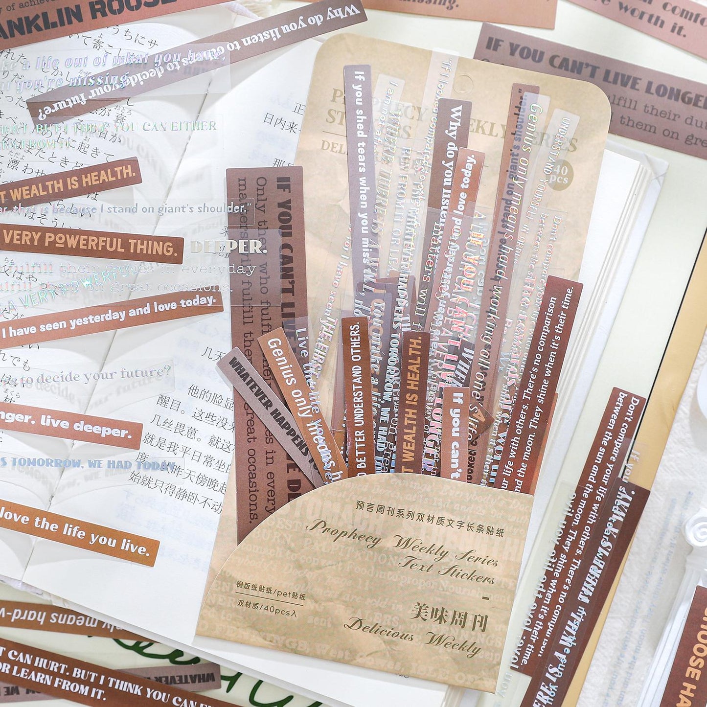 Silver Foiled Inspirational Quotes Sticker Pack | Healing Words Stickers | Vintage Journal Scrapbooking Collage Crafting Supplies