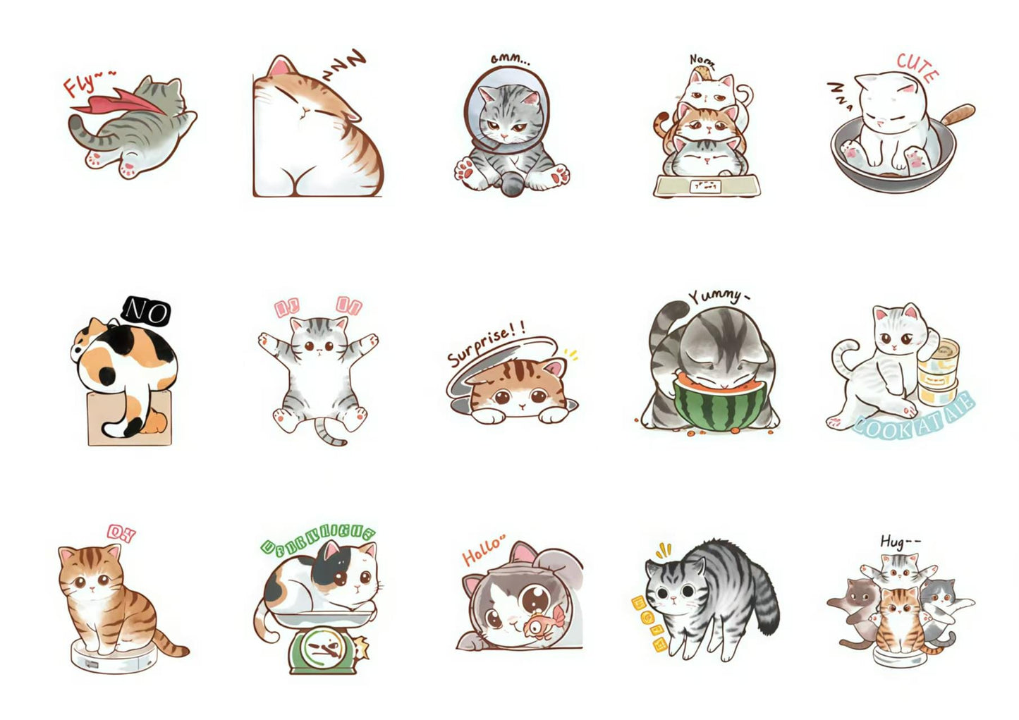 45pcs Cute Cat Sticker Pack | Junk Journal Stickers | Planner Sticker Set | Scrapbooking Kids Craft Supplies