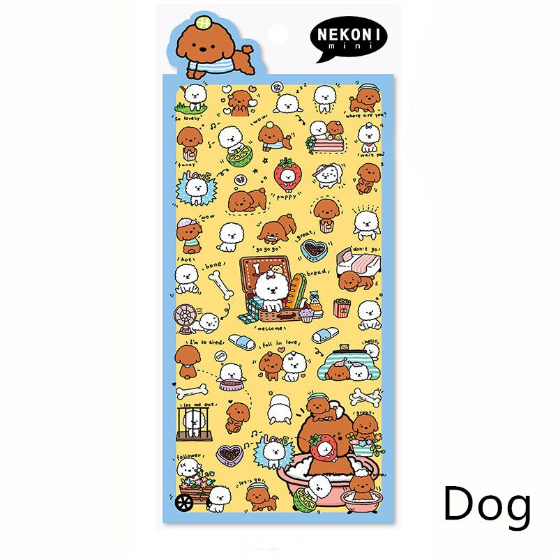Nekoni Korean Cute Cat Dog Panda Pig Seal Sheep Stickers | Kawaii Animal Planner Stickers Junk Journal Scrapbooking Collage Supplies