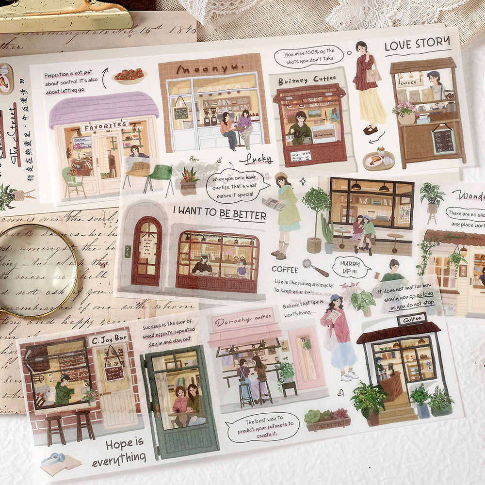 Retro Flower Bakery Coffee Shop Washi Stickers | Decorative Stickers for Planner Journal | Collage Scrapbooking DIY Material Supplies