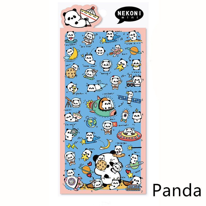 Nekoni Korean Cute Cat Dog Panda Pig Seal Sheep Stickers | Kawaii Animal Planner Stickers Junk Journal Scrapbooking Collage Supplies