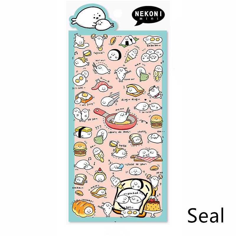 Nekoni Korean Cute Cat Dog Panda Pig Seal Sheep Stickers | Kawaii Animal Planner Stickers Junk Journal Scrapbooking Collage Supplies