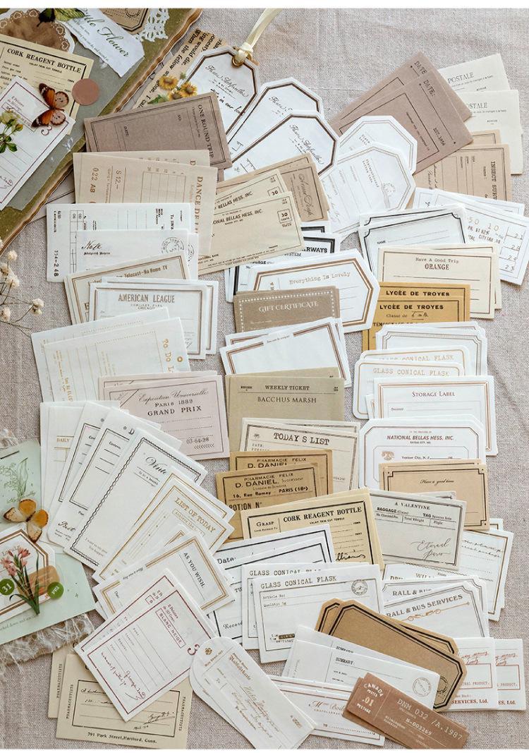 100pcs Vintage Material Paper Pack | Retro Junk Journal Kit | Lace Label Collage Material Pack Creative Journaling Scrapbooking Supplies