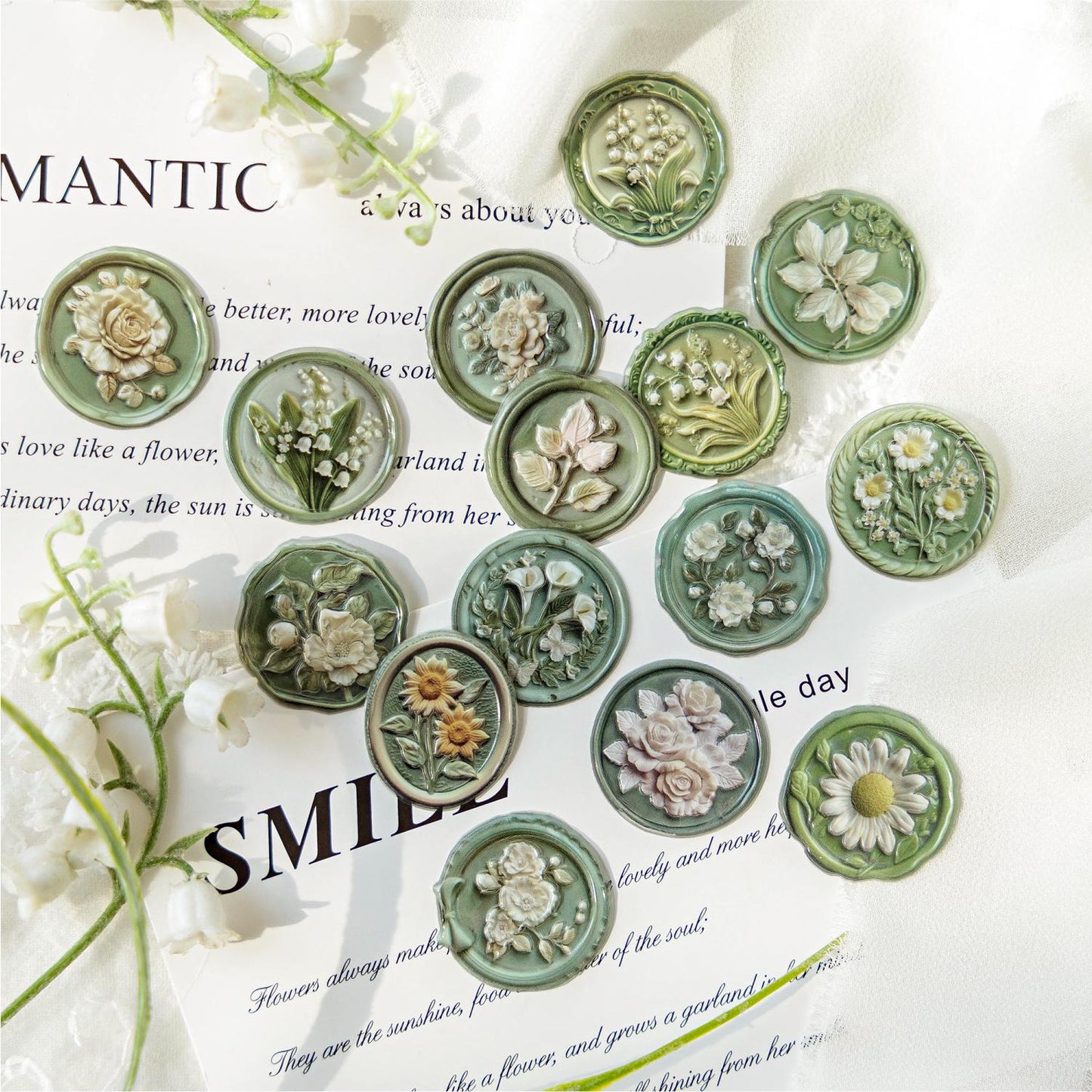 15pcs Hot Stamping Fire Paint Seal Stickers | Envelope Sealing | Wax Sealing Sticker | Junk Journal Planner Supplies | Gift Wrapping