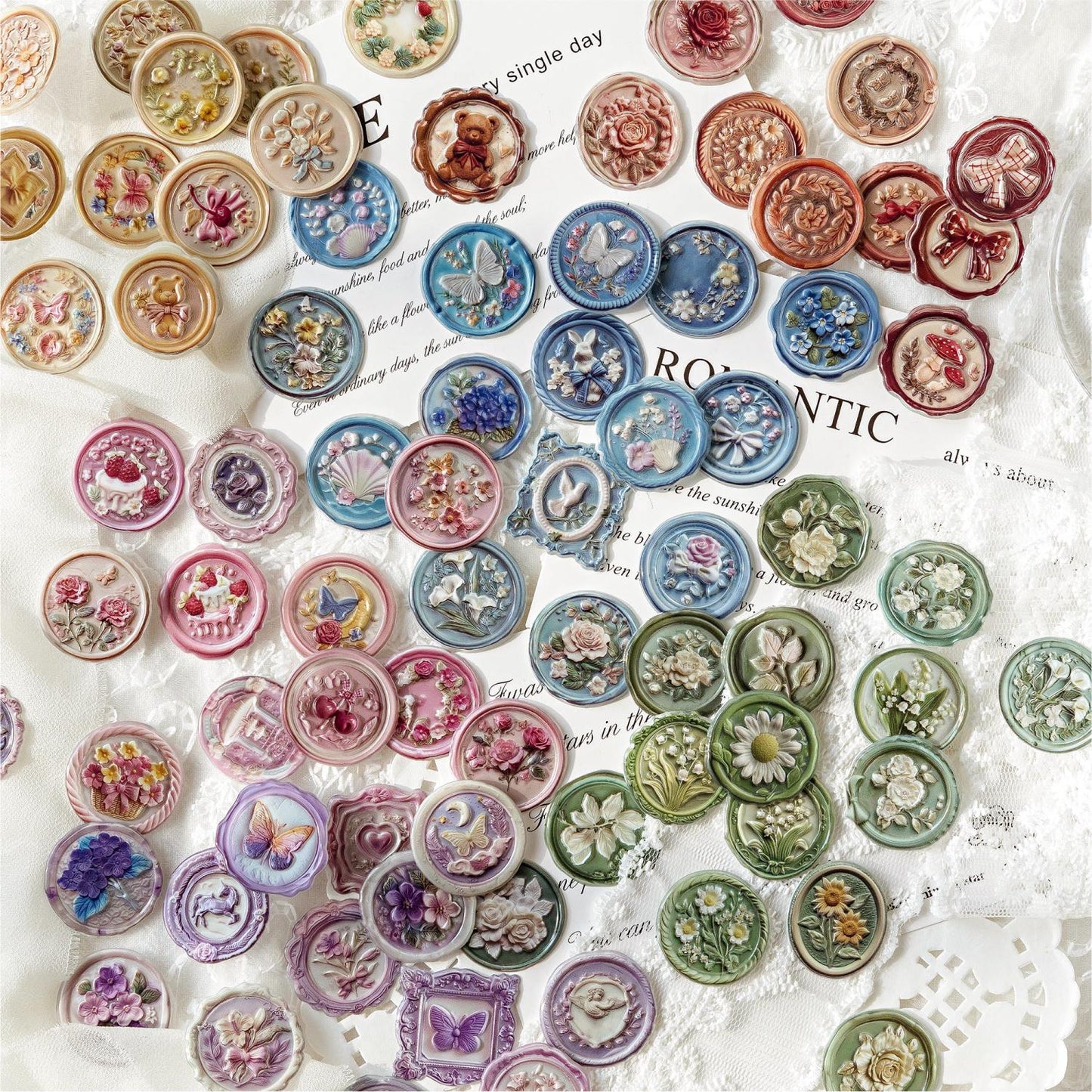 15pcs Hot Stamping Fire Paint Seal Stickers | Envelope Sealing | Wax Sealing Sticker | Junk Journal Planner Supplies | Gift Wrapping