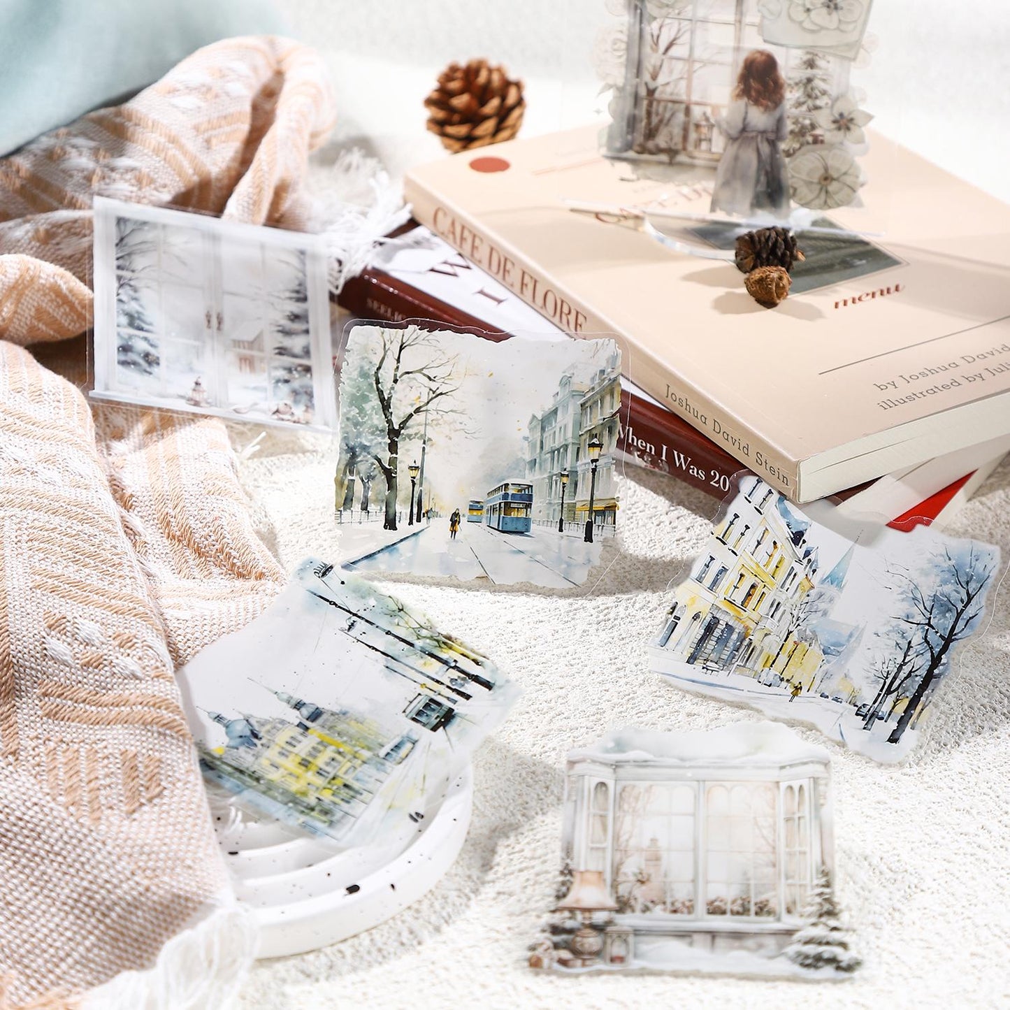 Snow Winter Landscape Sticker | Cute Decorative Stickers for Planner Junk Journal Collage Album Scrapbooking Supplies