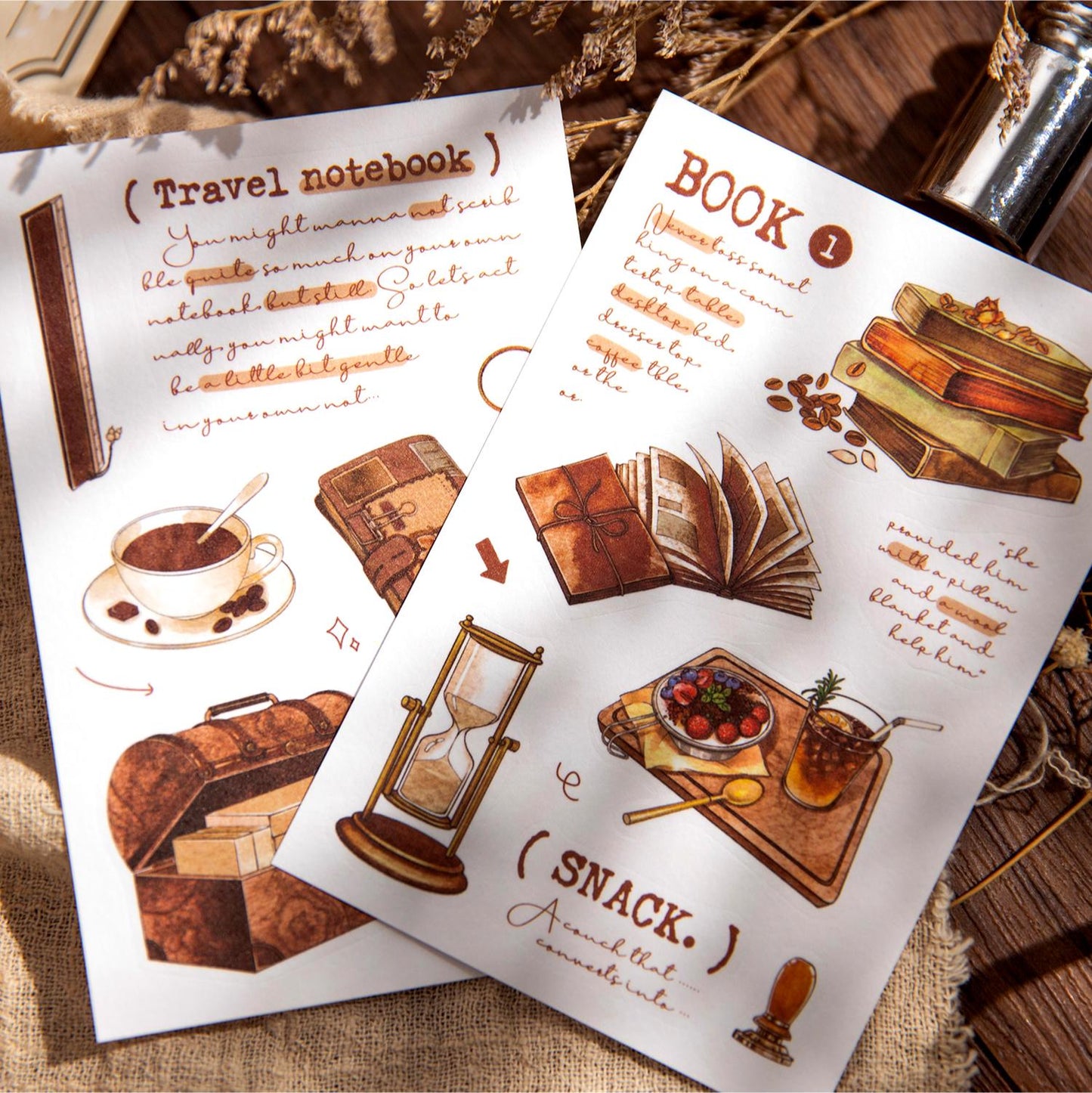 20 Sheets Hand-Drawn Cute Coffee Bread Sticker Pack for Scrapbooking and Junk Journaling | Planner Scrapbooking Craft Collage Kit Supplies