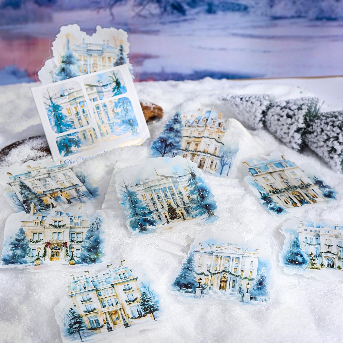 Snow Winter Landscape Sticker | Cute Decorative Stickers for Planner Junk Journal Collage Album Scrapbooking Supplies