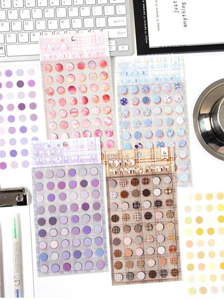 6pcs Colorful Dot Round Stickers | Must Have Stickers | Planner Basic Stickers | Bujo Collage Journal Accessories Supplies