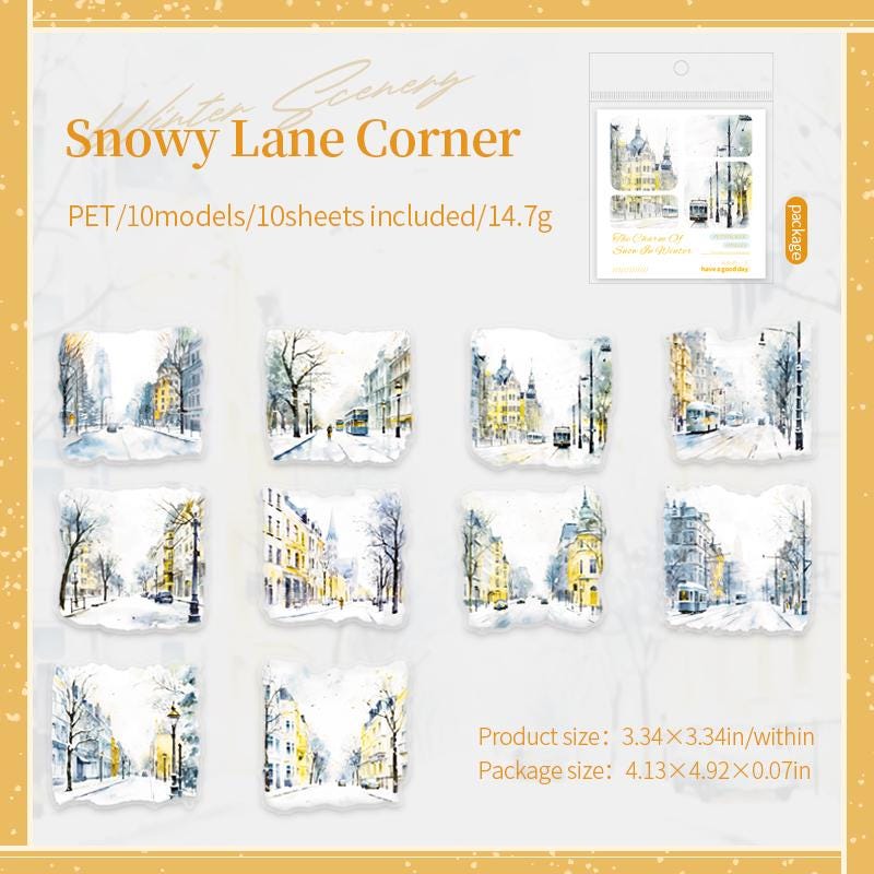 Snow Winter Landscape Sticker | Cute Decorative Stickers for Planner Junk Journal Collage Album Scrapbooking Supplies
