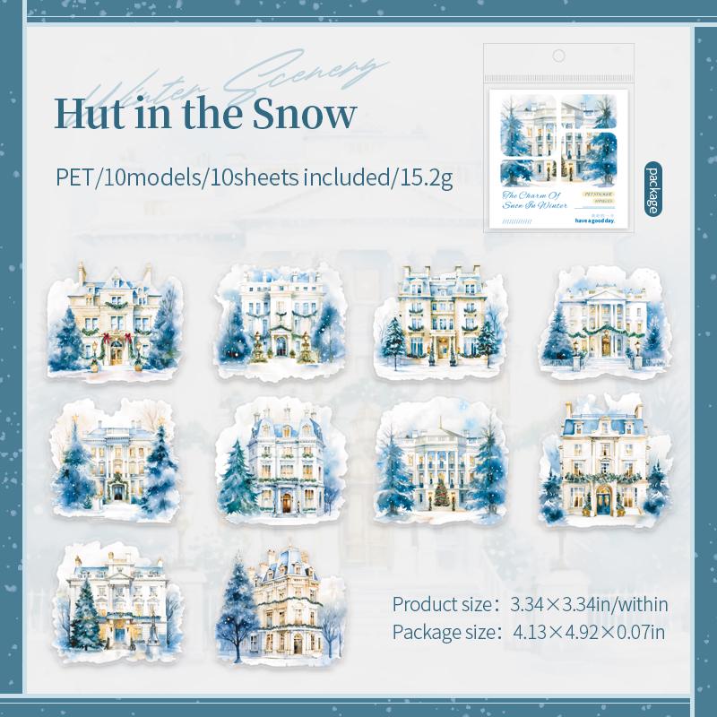 Snow Winter Landscape Sticker | Cute Decorative Stickers for Planner Junk Journal Collage Album Scrapbooking Supplies