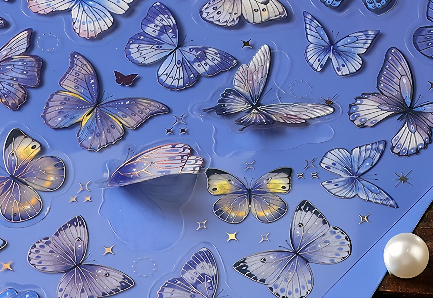 Retro Silver Foiled Butterfly Flower Sticker Sheet | Decorative Stickers | DIY Collage Planner Journal Scrapbooking Kids Craft Supplies