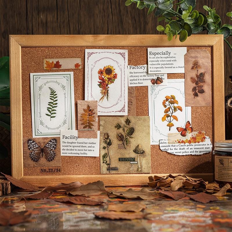 Song of the Forest | Nature Plants PET Sticker | Leaves Ginkgo Sticker | Junk Journal Stickers | Scrapbooking Craft Bullet Journal Supplies