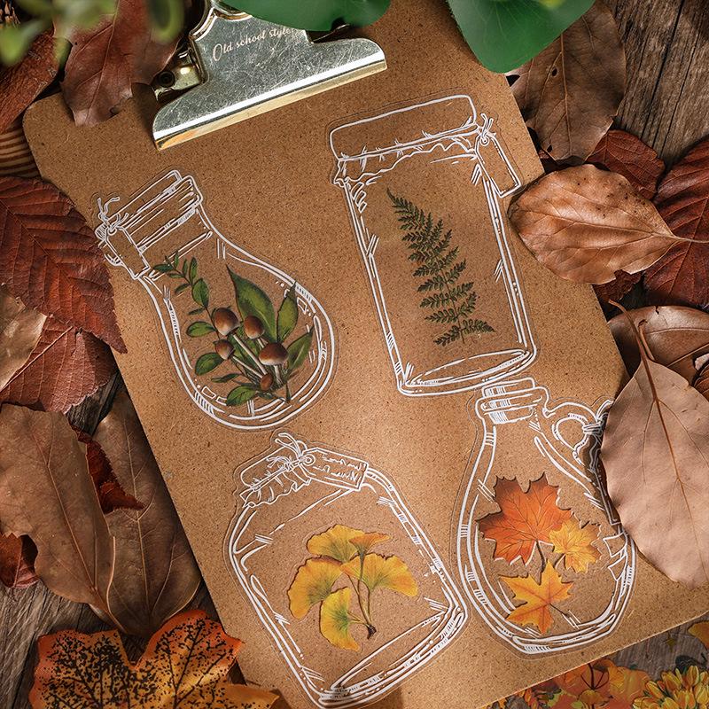 Song of the Forest | Nature Plants PET Sticker | Leaves Ginkgo Sticker | Junk Journal Stickers | Scrapbooking Craft Bullet Journal Supplies