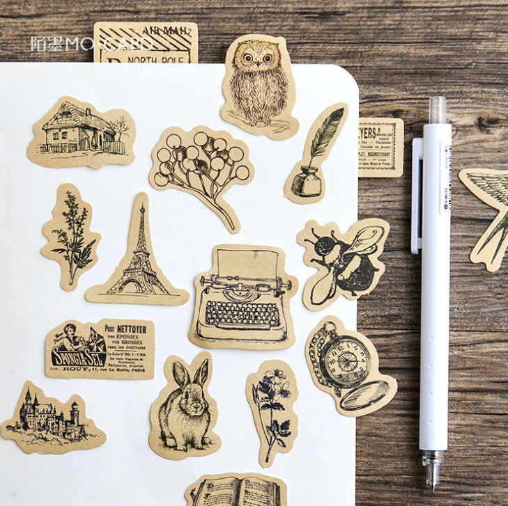 46pcs Vintage Kraft Nature Sticker Pack / Vintage Goods Stickers / Bullet Journal Stickers / Planner Sticker Set