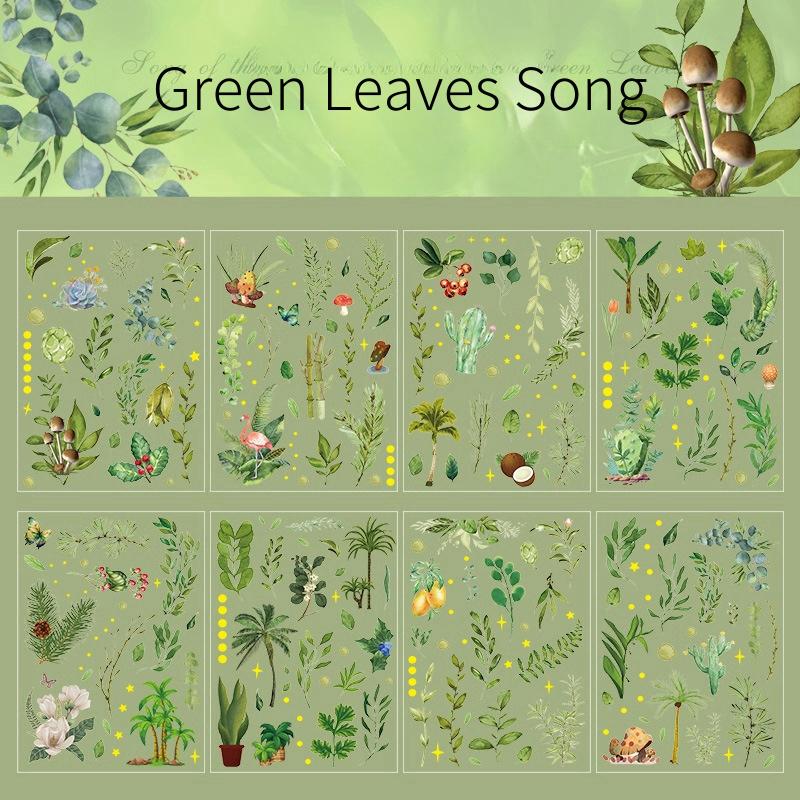 Song of the Forest | Nature Plants PET Sticker | Leaves Ginkgo Sticker | Junk Journal Stickers | Scrapbooking Craft Bullet Journal Supplies